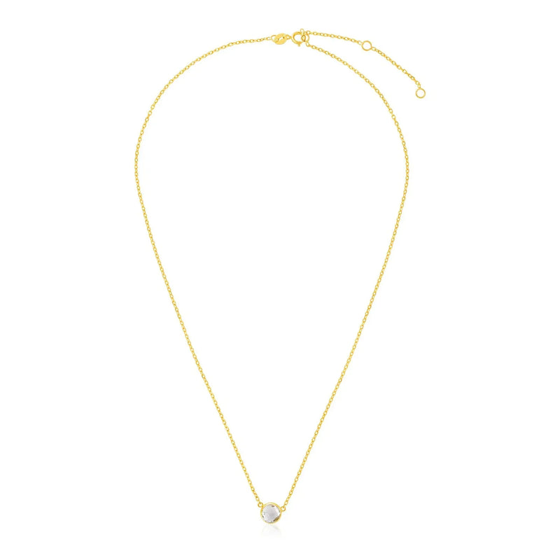 An image displaying 14k Yellow Gold 17 inch Necklace with Round White Topaz by Orca Market