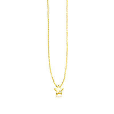 An image displaying 14k Yellow Gold Polished Star Necklace with Diamond by Orca Market