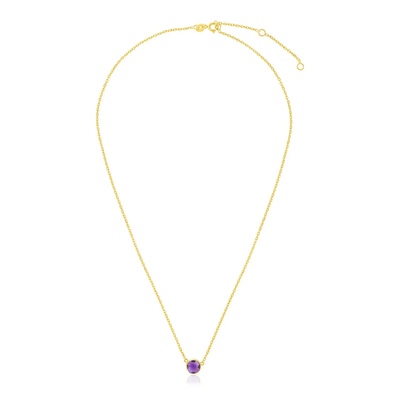 An image displaying 14k Yellow Gold 17 inch Necklace with Round Amethyst by Orca Market