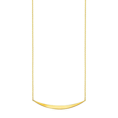 An image displaying 14k Yellow Gold Necklace with Polished Curved Bar Pendant by Orca Market