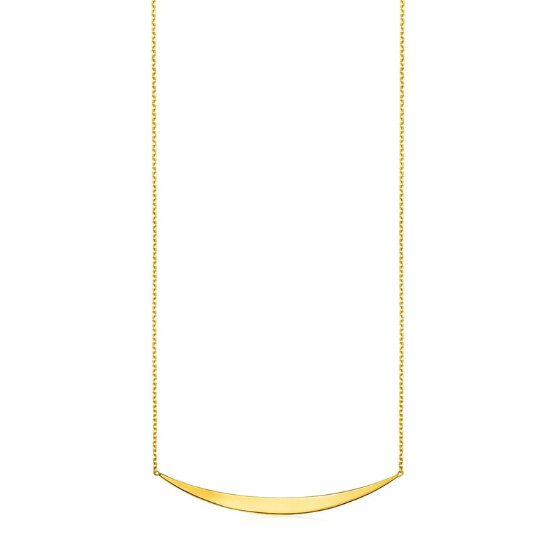 An image displaying 14k Yellow Gold Necklace with Polished Curved Bar Pendant by Orca Market