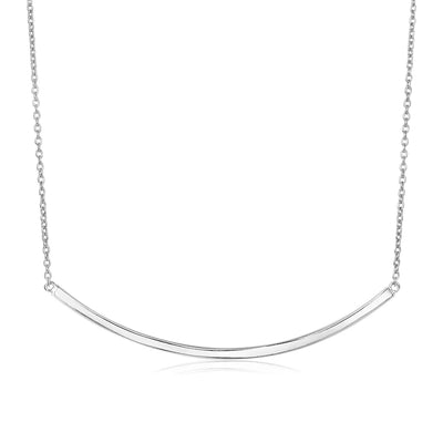 An image displaying Sterling Silver Polished Curved Bar Necklace by Orca Market