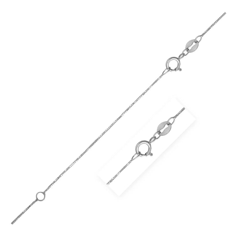 An image displaying Double Extendable Box Chain in 14k White Gold (0.6mm) by Orca Market