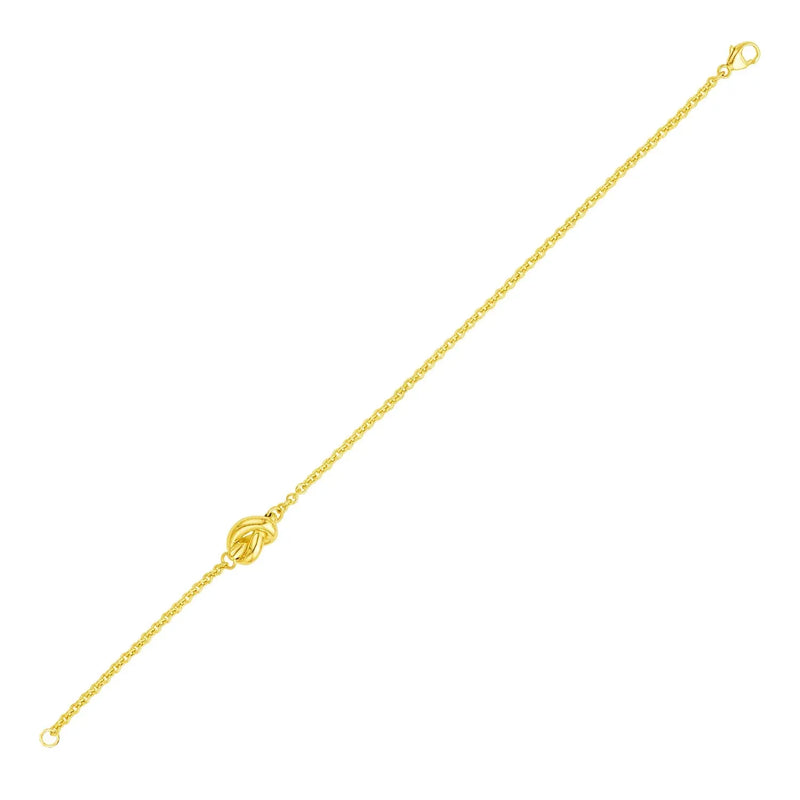 An image displaying 14k Yellow Gold Chain Bracelet with Polished Knot by Orca Market