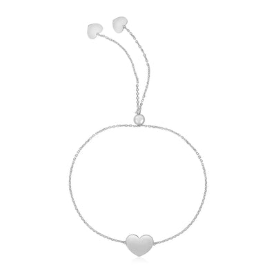 An image displaying 14k White Gold Adjustable Heart Bracelet by Orca Market