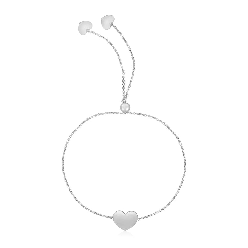 An image displaying 14k White Gold Adjustable Heart Bracelet by Orca Market