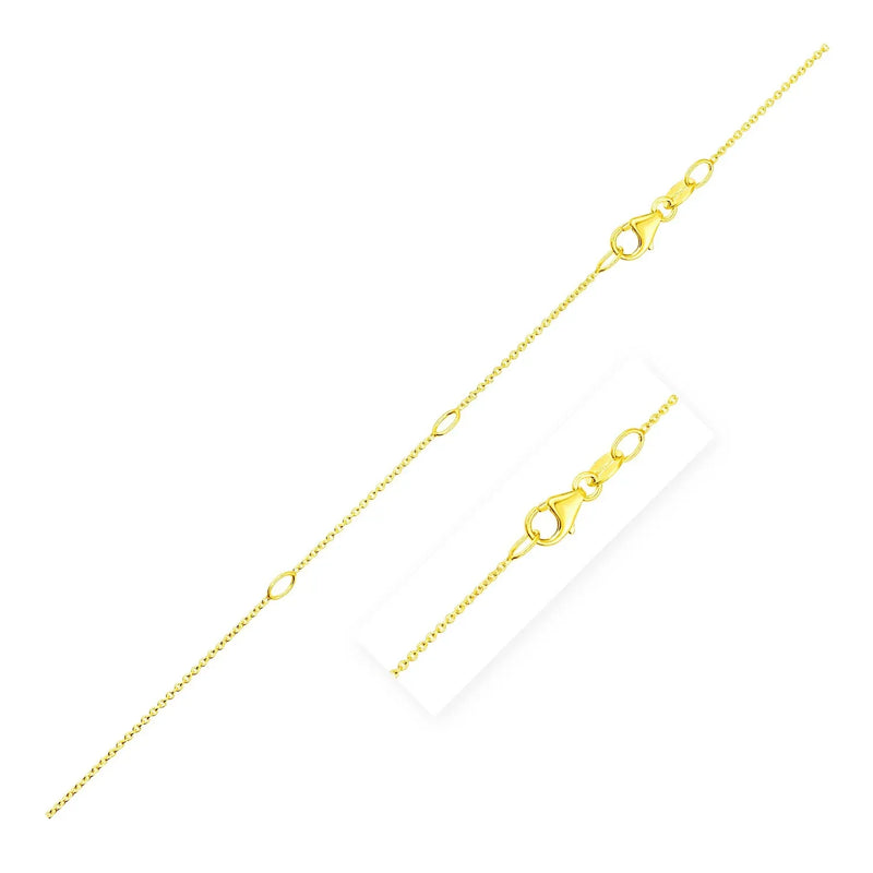 An image displaying Double Extendable Cable Chain in 14k Yellow Gold (0.85mm) by Orca Market