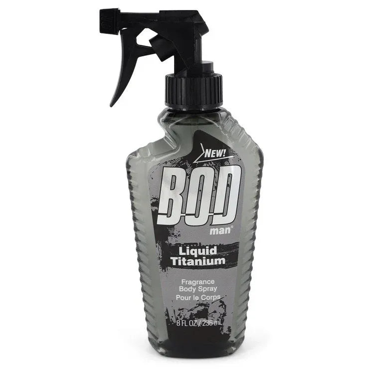 An image displaying Bod Man Liquid Titanium by Parfums De Coeur Fragrance Body Spray 8 oz for Men by Parfums De Coeur