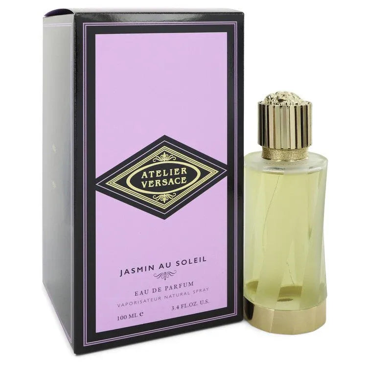 An image displaying Jasmin Au Soleil by Versace Eau De Parfum Spray 3.4 oz for Women by Versace