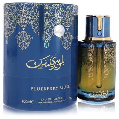 An image displaying Arabiyat Prestige Blueberry Musk by Arabiyat Prestige Eau De Parfum Spray 3.4 oz for Women by Arabiyat Prestige