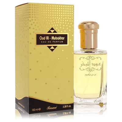 An image displaying Rasasi Oud Al Mubakhar by Rasasi Eau De Parfum Spray 3.3 oz for Women by Rasasi