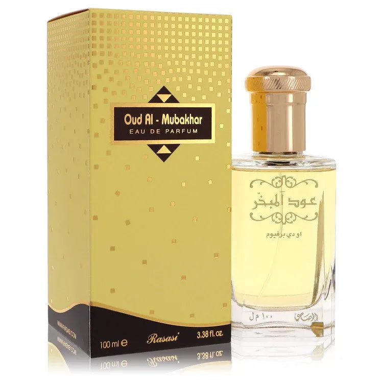 An image displaying Rasasi Oud Al Mubakhar by Rasasi Eau De Parfum Spray 3.3 oz for Women by Rasasi