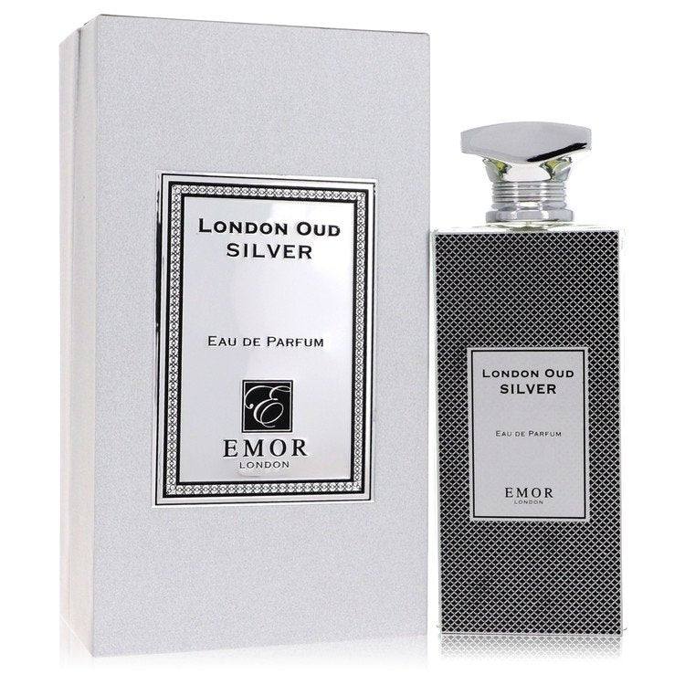 An image displaying Emor London Oud Silver by Emor London Eau De Parfum Spray 4.2 oz for Men by Emor London