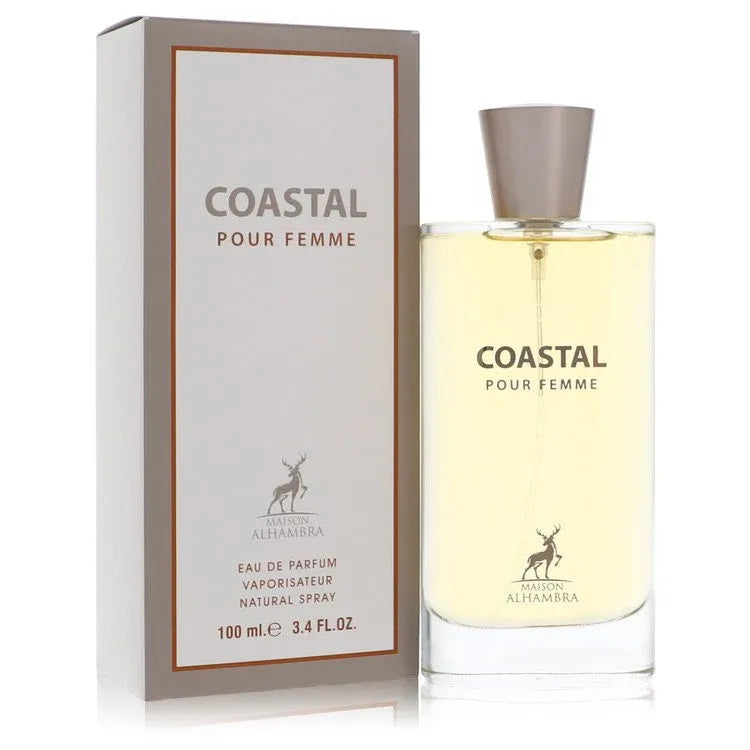 An image displaying Coastal Pour Femme by Maison Alhambra Eau De Parfum Spray 3.4 oz for Women by Maison Alhambra
