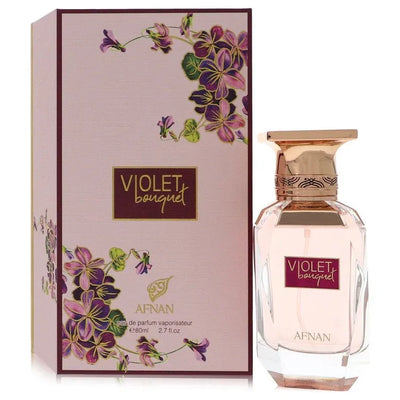 An image displaying Afnan Violet Bouquet by Afnan Eau De Parfum Spray 2.7 oz for Women by Afnan