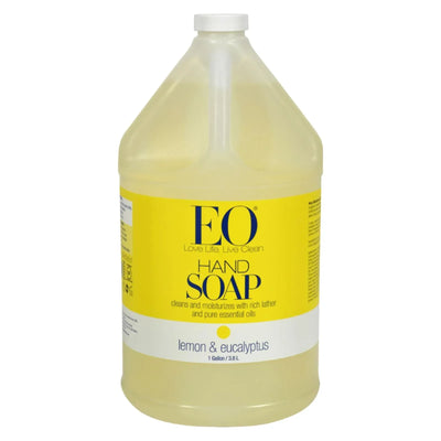 An image displaying Eo Products - Liquid Hand Soap Lemon And Eucalyptus - 1 Gallon by Eo Products