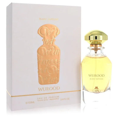 An image displaying Wurood Blanc Sapphire by Fragrance World Eau De Parfum Spray 3.4 oz for Women by Fragrance World