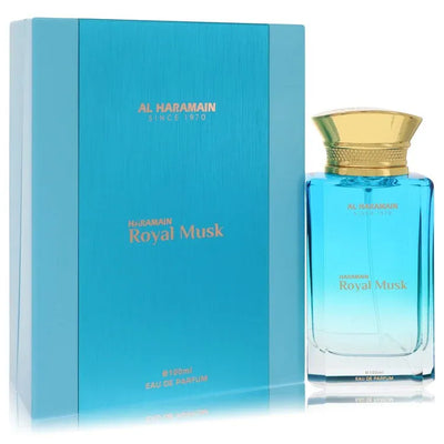 An image displaying Al Haramain Royal Musk by Al Haramain Eau De Parfum Spray 3.3 oz for Men by Al Haramain