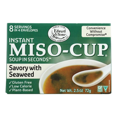 An image displaying Edward And Sons Seaweed Miso - Cup - Case Of 12 - 2.5 Ounce by Edward & Sons