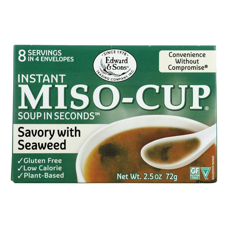 An image displaying Edward And Sons Seaweed Miso - Cup - Case Of 12 - 2.5 Ounce by Edward & Sons