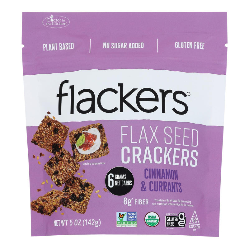 Doctor In The Kitchen - Organic Flax Seed Crackers - Cinnamon And Currants - Case Of 6 - 5 Ounce.