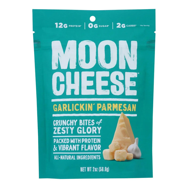 An image displaying Moon Cheese - Snack Garlickin Parmesan - Case Of 12-2 Ounce by Moon Cheese