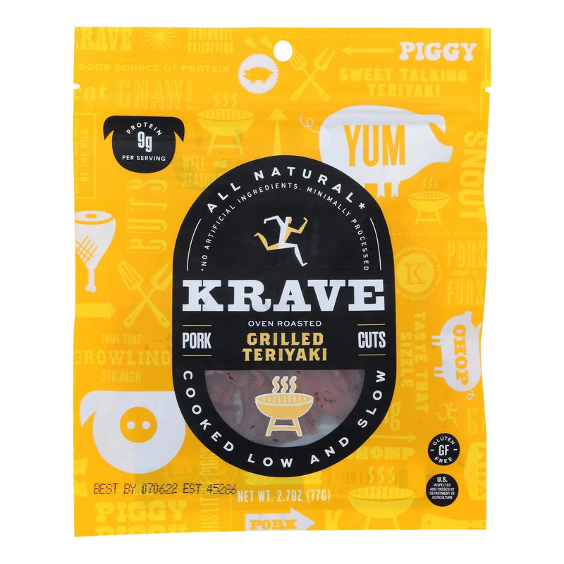 Krave Pork Jerky - Grilled Sweet Teriyaki - Case Of 8 - 2.7 Ounce