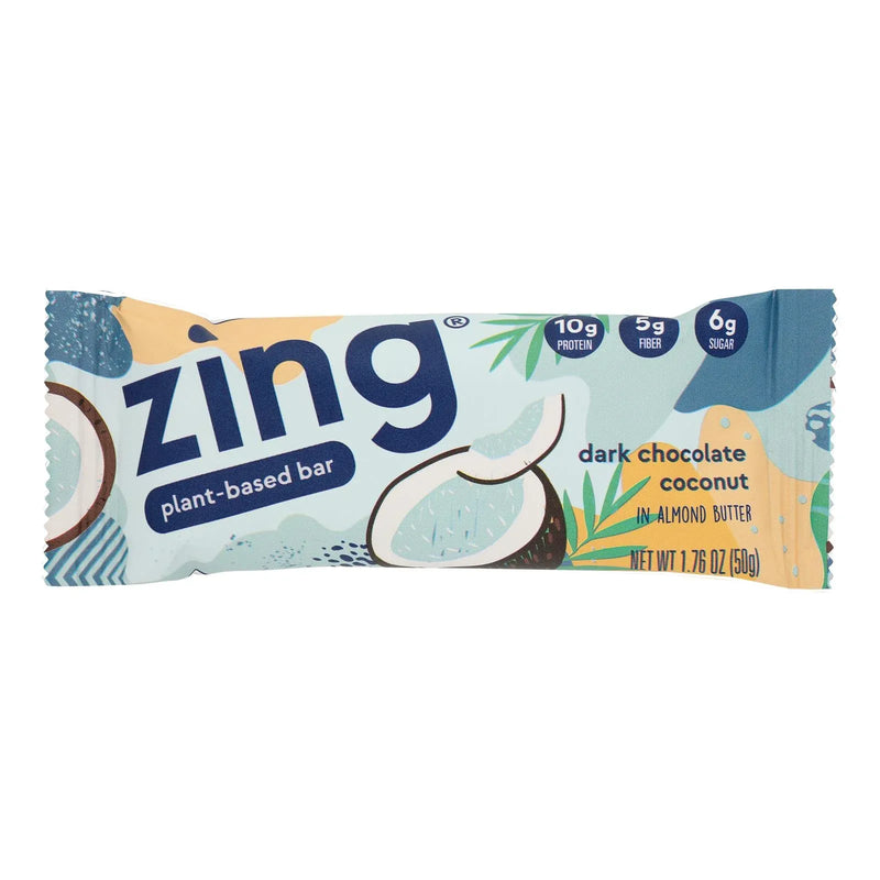 An image displaying Zing Bars - Nutrition Bar - Dark Chocolate Coconut - 1.76 Ounce Bars - Case Of 12 by Zing Bars