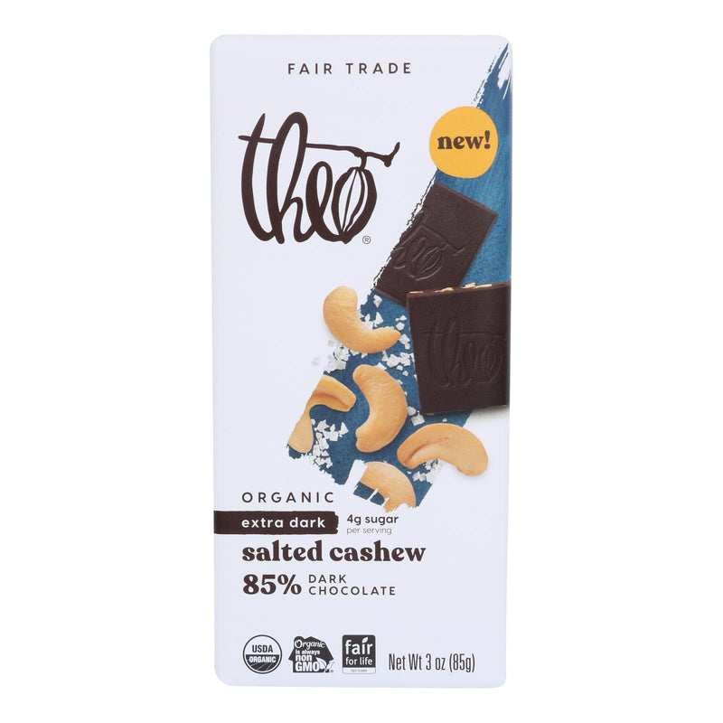 Theo Chocolate - Bar Salted Cashew 85% - Case Of 12-3 Oz