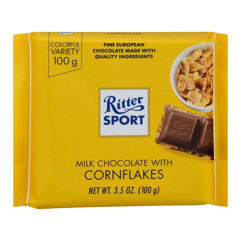 An image displaying Ritter Sport Chocolate Bar - Milk Chocolate - Corn Flakes - 3.5 Oz Bars - Case Of 10 by Ritter Sport