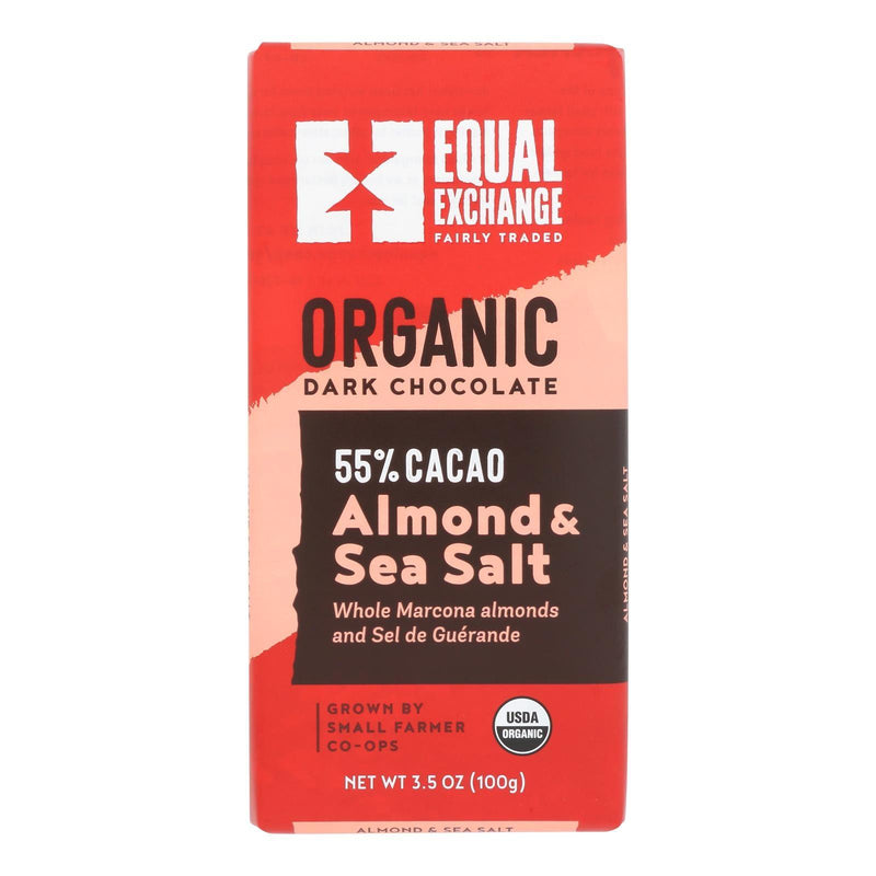 Equal Exchange - Bar Dark Chocolate Almond Sea Salt - Case Of 10 - 3.5 Ounce
