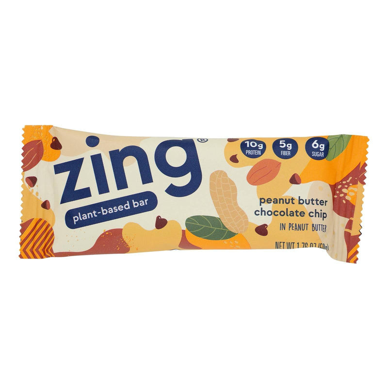 An image displaying Zing Bars - Nutrition Bar - Peanut Butter Chocolate Chip - 1.76 Oz Bars - Case Of 12 by Zing Bars