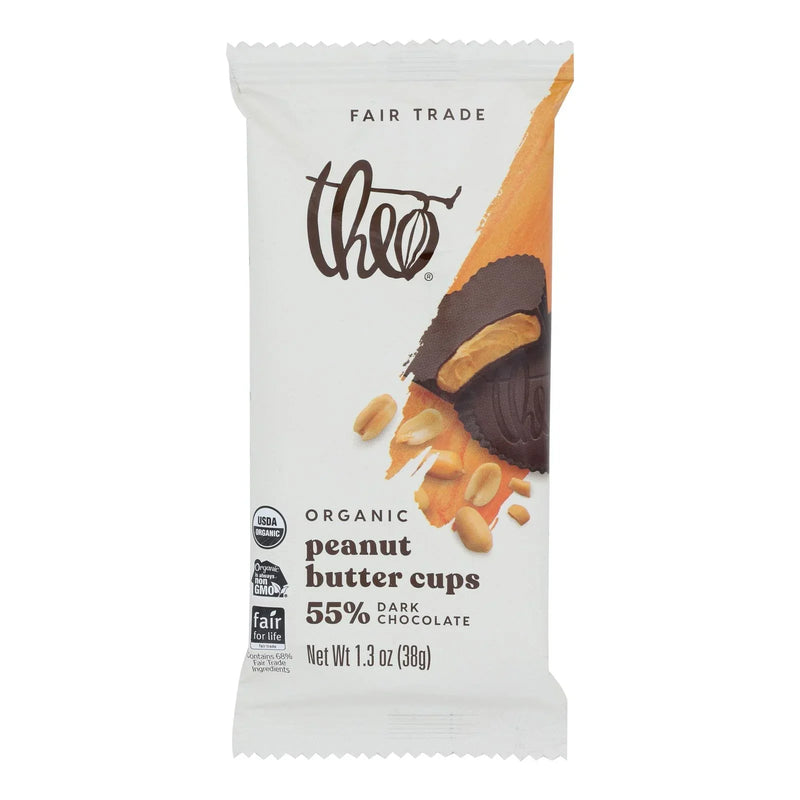 Theo Chocolate Peanut Butter Cups - Dark Chocolate - 1.3 Ounce - Case Of 12