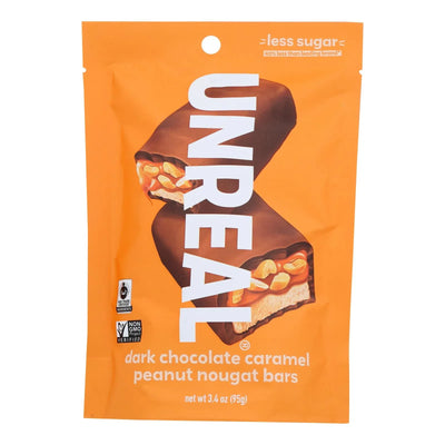 An image displaying Unreal - Bar Chocolate Caramel Peanut Noug - Case Of 6-3.4 Oz by Unreal
