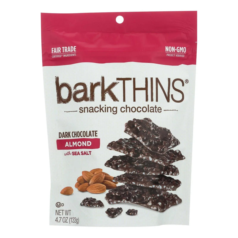 An image displaying Bark Thins Bark Thins Dark Chocolate - Almond With Sea Salt - Case Of 12 - 4.7 Ounce. by Bark Thins