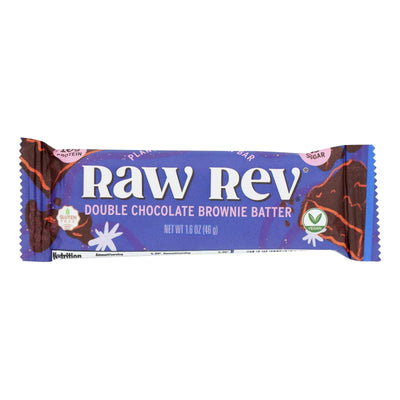 An image displaying Raw Rev Glo Double Chocolate Brownie Batter Bar - Case Of 12 - 1.6 Ounce by Raw Revolution