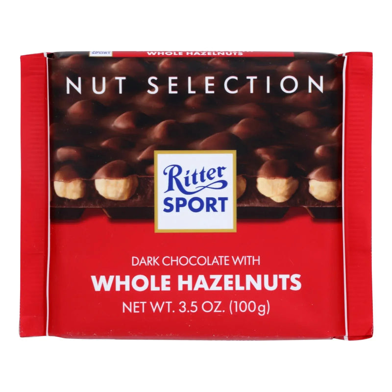 An image displaying Ritter Sport Chocolate Bar - Dark Chocolate - Whole Hazelnuts - 3.5 Oz Bars - Case Of 10 by Ritter Sport