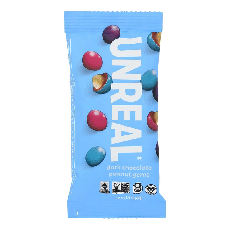Unreal - Chocolate Gems Dk Peanut - Case Of 12 - 1.5 Ounce