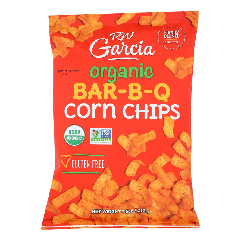 An image displaying R. W. Garcia Organic Bar-b-q Corn Chips - Case Of 12 - 7.5 Oz by R. W. Garcia