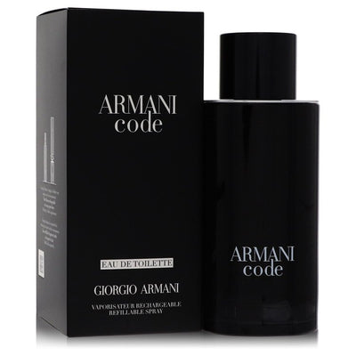 An image displaying Armani Code by Giorgio Armani Eau De Toilette Spray Refillable 4.2 oz for Men by Giorgio Armani