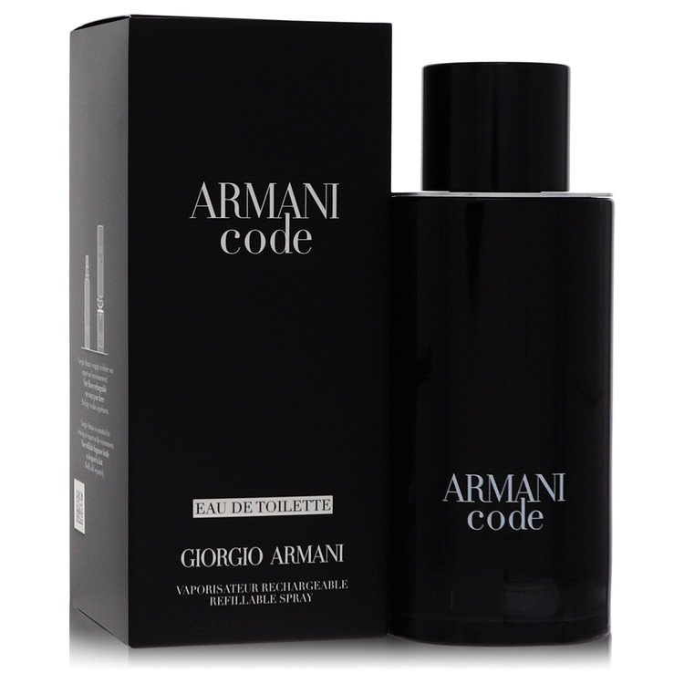 An image displaying Armani Code by Giorgio Armani Eau De Toilette Spray Refillable 4.2 oz for Men by Giorgio Armani