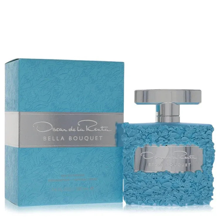 An image displaying Oscar De La Renta Bella Bouquet by Oscar De La Renta Eau De Parfum Spray 3.4 oz for Women by Oscar De La Renta