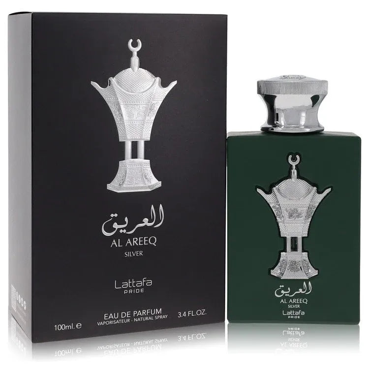 An image displaying Lattafa Pride Al Areeq Silver by Lattafa Eau De Parfum Spray 3.4 oz for Men by Lattafa