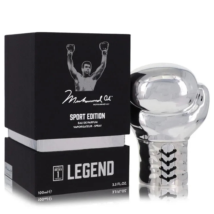 An image displaying Muhammad Ali Legend Round 1 by Muhammad Ali Eau De Parfum Spray (Sport Edition) 3.3 oz for Men by Muhammad Ali
