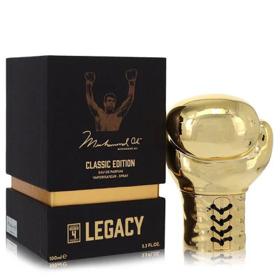 An image displaying Muhammad Ali Legacy Round 4 by Muhammad Ali Eau De Parfum Spray (Classic Edition) 3.3 oz for Men by Muhammad Ali
