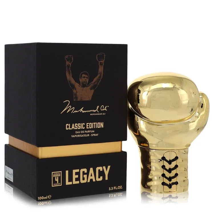 An image displaying Muhammad Ali Legacy Round 4 by Muhammad Ali Eau De Parfum Spray (Classic Edition) 3.3 oz for Men by Muhammad Ali
