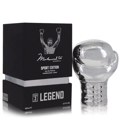 An image displaying Muhammad Ali Legend Round 3 by Muhammad Ali Eau De Parfum Spray (Sport Edition) 3.3 oz for Men by Muhammad Ali