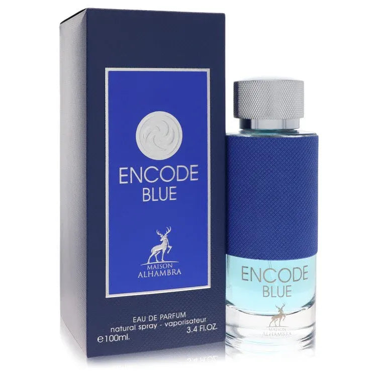 An image displaying Maison Alhambra Encode Blue by Maison Alhambra Eau De Parfum Spray 3.4 oz for Men by Maison Alhambra
