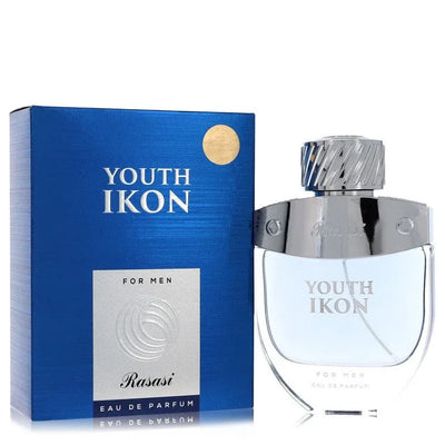 An image displaying Rasasi Youth Ikon by Rasasi Eau De Parfum Spray 3.3 oz for Men by Rasasi