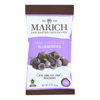 An image displaying Marich - Dark Chocolate Blueberries - Case Of 12 - 2 Ounces by Marich